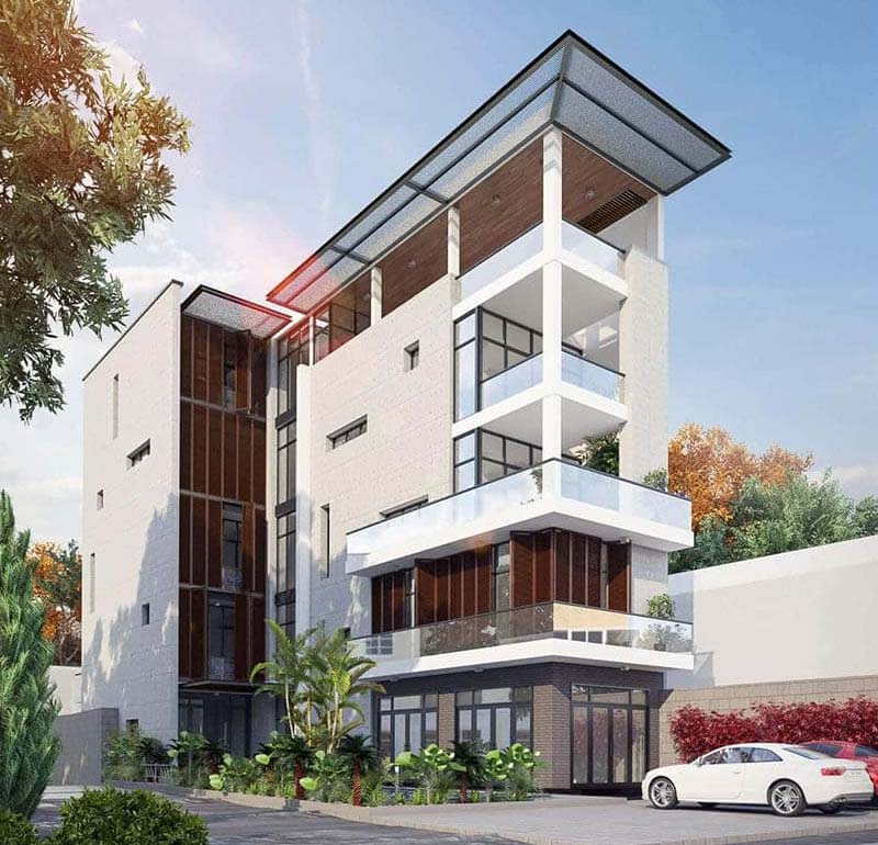 Thiết kế nhà phố 4 tầng đẹp có tầng thượng