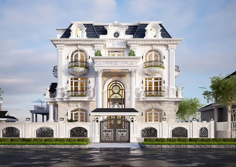 Thiết kế nhà đẹp biệt thự 3 tầng phong cách Châu Âu