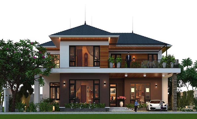 Thiết kế nhà biệt thự đẹp 2 tầng bền vững